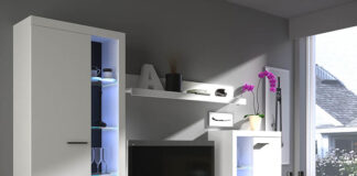 meblościanka z szafą i komodą