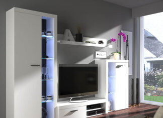 meblościanka z szafą i komodą